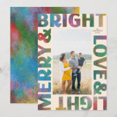 Colorful Merry en Bright Love and Light Holiday Feestdagenkaart (Voorkant / Achterkant)