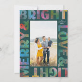 Colorful Merry en Bright Love and Light Holiday Feestdagenkaart (Voorkant)