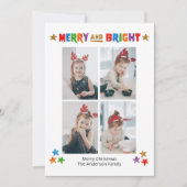 Colorful Merry en Bright Vier Fotokerstdagen Kaart (Voorkant)