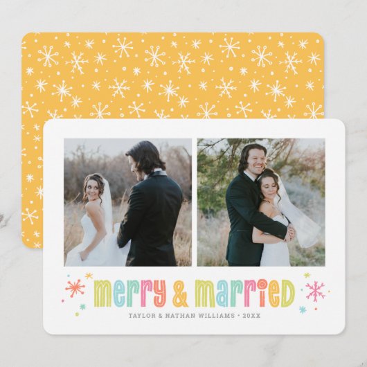 Colorful Merry en getrouwde kerstfoto Feestdagenkaart (Voorkant / Achterkant)