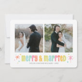 Colorful Merry en getrouwde kerstfoto Feestdagenkaart (Voorkant)
