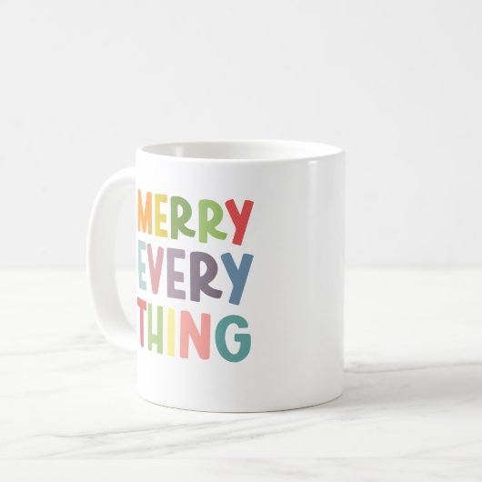 Colorful Merry Everything Inclusive Holiday custom Koffiemok (Voorkant links)