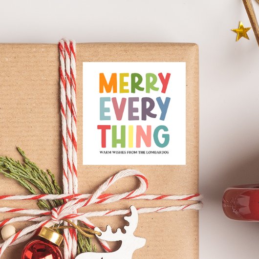 Colorful Merry Everything Inclusive Holiday custom Vierkante Sticker