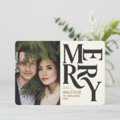 Colorful  Merry + getrouwde chritsmas foto Aankondiging (Staand voorkant)