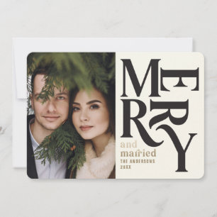 Colorful  Merry + getrouwde chritsmas foto Aankondiging