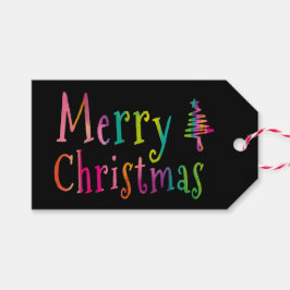 Colorful Merry kerst Cadeaulabel
