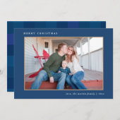 Colorful Merry-kerstblauw afdrukken Feestdagenkaart (Voorkant / Achterkant)