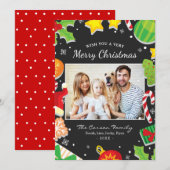Colorful Merry kerstElements Familie Foto Feestdagenkaart (Voorkant / Achterkant)