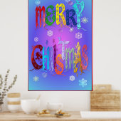 Colorful Merry-kerstfeest Poster groot (Keuken)