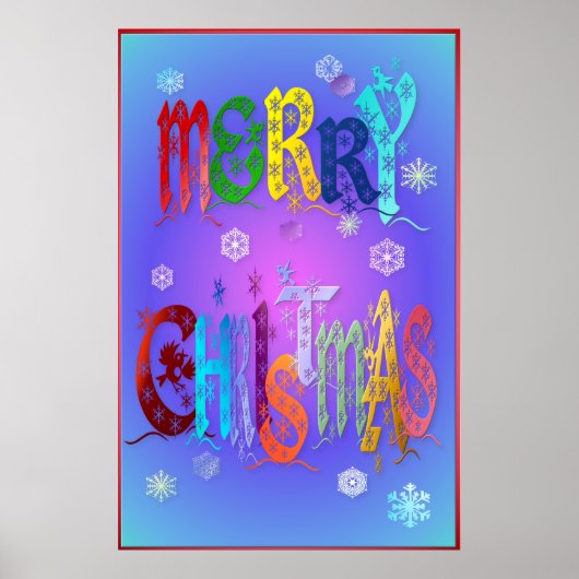 Colorful Merry-kerstfeest Poster groot (Voorkant)