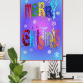 Colorful Merry-kerstfeest Poster groot (Thuiskantoor)