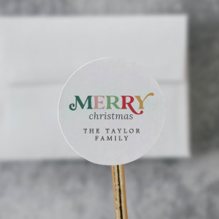 Colorful Merry Kerstfeestay Gift Ronde Sticker