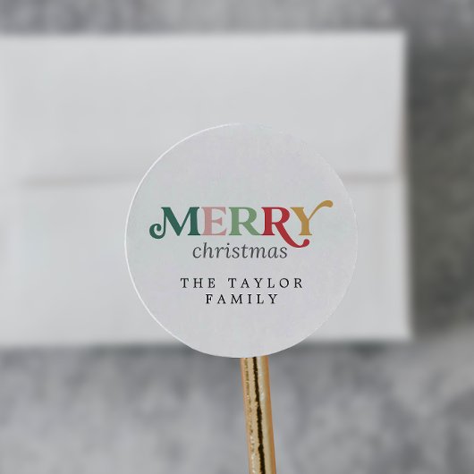 Colorful Merry Kerstfeestay Gift Ronde Sticker