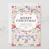 Colorful Merry KerstFloral Feestdagenkaart (Voorkant)