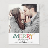 Colorful Merry Kerstmis sparen de Datum Foto Feestdagenkaart (Voorkant)