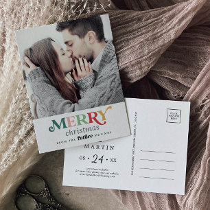 Colorful Merry Kerstmis sparen de Datum Foto Feestdagenkaart