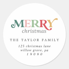 Colorful Merry-kerstrempel Ronde Sticker
