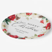 Colorful Merry-kerstrode Floral Papieren Bordje (Gekanteld)