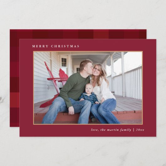 Colorful Merry-kerstrode kleurendruk Feestdagenkaart (Voorkant / Achterkant)