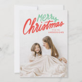 Colorful Merry-kerstrood en groene foto Feestdagenkaart (Voorkant)
