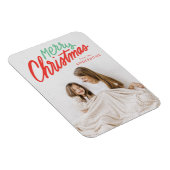 Colorful Merry-kerstrood en groene foto Magneet (Rechterzijde)