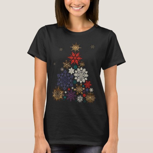 Colorful Merry kerstsnowflake Tree-feestartikel T-shirt (Voorkant)