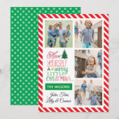 Colorful Merry Little Kerstfeest 4 Foto Feestdagenkaart (Voorkant / Achterkant)