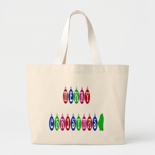 Colorful Merry Ornament Font Grote Tote Bag (Voorkant)