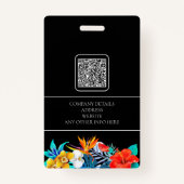 Colorful Messy Black Tropical Photo Employee Name Badge (Achterkant)