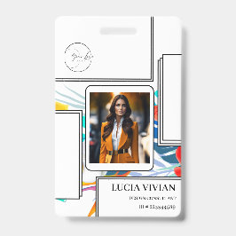 Colorful Messy Tropical Photo Employee Name Badge