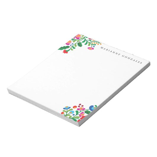 Colorful Mexican Embroidery Custom Name Notitieblok (Linkerzijde)