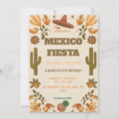 Colorful Mexican Fiesta Birthday  Invitation Kaart (Voorkant)
