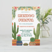 Colorful Mexican Fiesta Birthday  Invitation Kaart (Staand voorkant)
