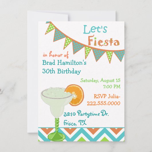 Colorful Mexican Fiesta Birthday Party Invitation Kaart (Voorkant)