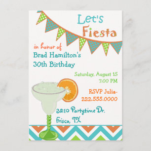 Colorful Mexican Fiesta Birthday Party Invitation Kaart