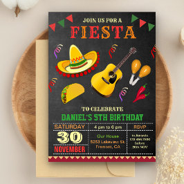 Colorful Mexican Fiesta Birthday Party Invitation Kaart