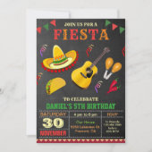 Colorful Mexican Fiesta Birthday Party Invitation Kaart (Voorkant)
