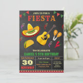 Colorful Mexican Fiesta Birthday Party Invitation Kaart (Staand voorkant)