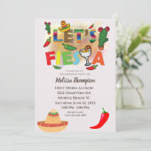 Colorful Mexican Fiesta Birthday Party Invitation Kaart (Staand voorkant)