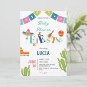 Colorful Mexican Fiesta Cactus Baby shower Kaart (Staand voorkant)