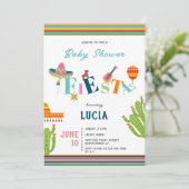 Colorful Mexican Fiesta Cactus Baby shower Kaart (Staand voorkant)