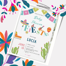 Colorful Mexican Fiesta Cactus Baby shower Kaart