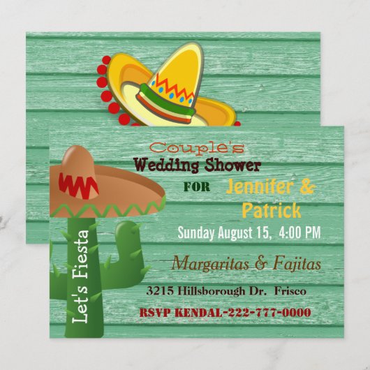 Colorful Mexican Fiesta Couple's Wedding Shower Kaart (Voorkant / Achterkant)