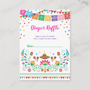 Colorful Mexican Fiesta Diaper Raffle Baby shower Informatiekaartje