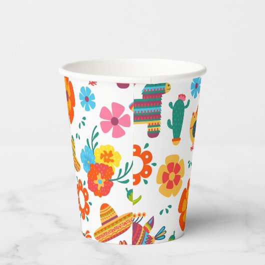 Colorful Mexican Fiesta Event Party Papieren Bekers (Rechts)