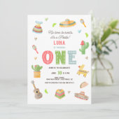 Colorful Mexican Fiesta First Birthday Kaart (Staand voorkant)