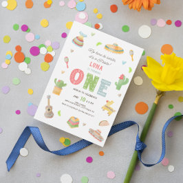 Colorful Mexican Fiesta First Birthday Kaart