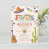 Colorful Mexican Fiesta First Birthday Kaart (Staand voorkant)
