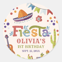 Colorful Mexican Fiesta First Birthday Ronde Sticker