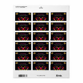 Colorful Mexican Fiesta Flowers Black Address Etiket (Full Sheet)